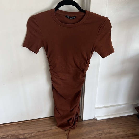 Zara Ruched Ribbed Dress- Size Small - Picture 3 of 4